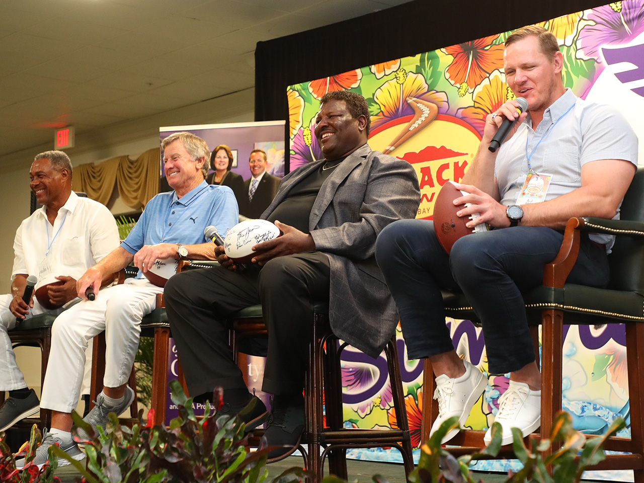 Nat Moore, Steve Spurrier, Jimmie Giles and A.J. Edds take part in a Q&A for the crowd