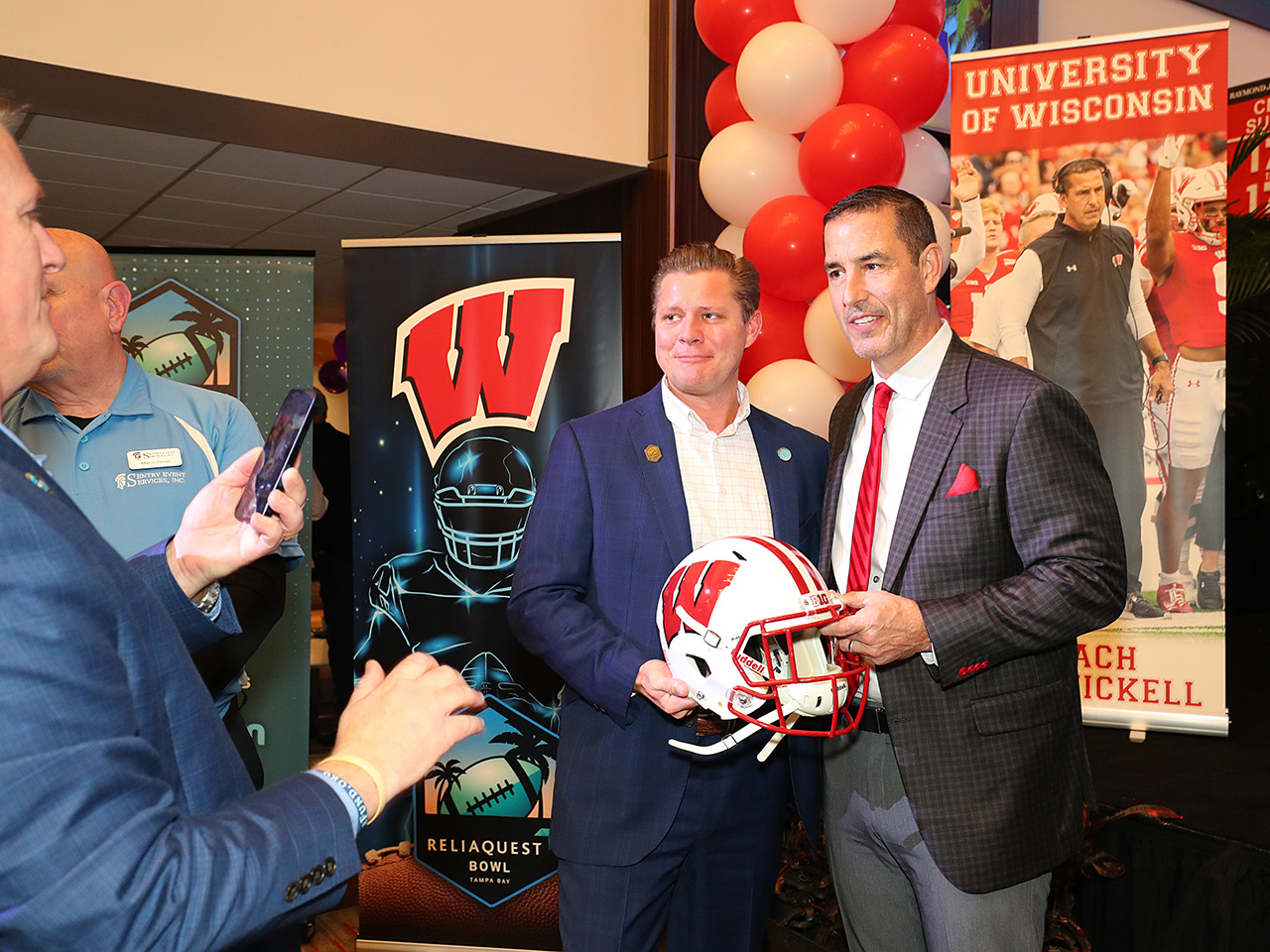 Coach Fickell with bowl sponsor Brian Lowack